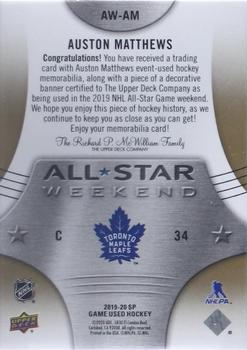 2019-20 SP Game Used - 2019 NHL All-Star Weekend Banner/Patch #AW-AM Auston Matthews Back