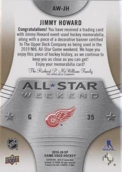 2019-20 SP Game Used - 2019 NHL All-Star Weekend Banner/Patch #AW-JH Jimmy Howard Back