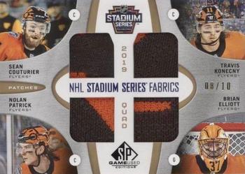 2019-20 SP Game Used - 2019 NHL Stadium Series Fabrics Quad Patches #SS4-PHI Sean Couturier / Travis Konecny / Nolan Patrick / Brian Elliott Front