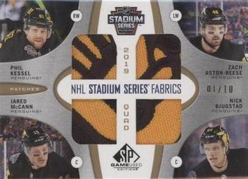 2019-20 SP Game Used - 2019 NHL Stadium Series Fabrics Quad Patches #SS4-PIT Phil Kessel / Zach Aston-Reese / Jared McCann / Nick Bjugstad Front