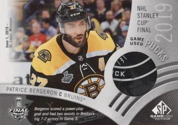 2019-20 SP Game Used - 2019 NHL Stanley Cup Final Game Used Pucks #SCGUP-PB Patrice Bergeron Front