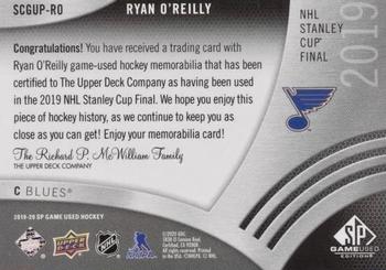 2019-20 SP Game Used - 2019 NHL Stanley Cup Final Game Used Pucks #SCGUP-RO Ryan O'Reilly Back