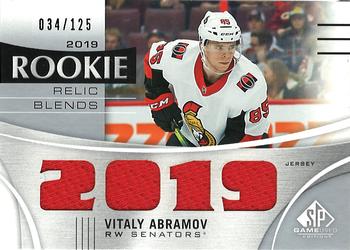 2019-20 SP Game Used - 2019 Rookie Relic Blends #RRB-VA Vitaly Abramov Front