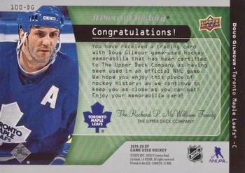 2019-20 SP Game Used - A Piece of History 100 Point Season Club #100-DG Doug Gilmour Back