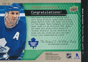2019-20 SP Game Used - A Piece of History 100 Point Season Club Premium #100-DG Doug Gilmour Back