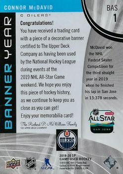 2019-20 SP Game Used - Banner Year 2019 NHL All-Star Jumbo Relics #BAS-1 Connor McDavid Back