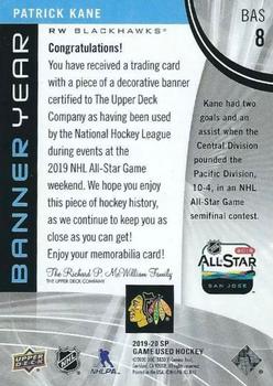 2019-20 SP Game Used - Banner Year 2019 NHL All-Star Jumbo Relics #BAS-8 Patrick Kane Back