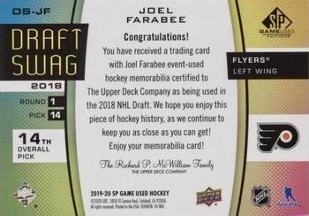 2019-20 SP Game Used - Draft Swag #DS-JF Joel Farabee Back