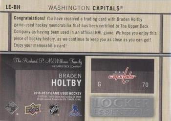 2019-20 SP Game Used - Locker Essentials #LE-BH Braden Holtby Back