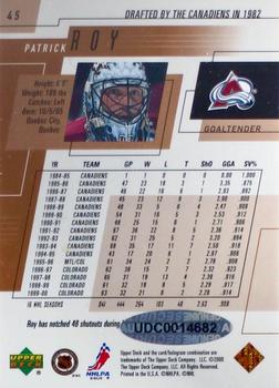2019-20 Upper Deck - 30th Anniversary Buyback Autographs #45 Patrick Roy Back