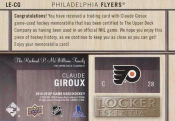 2019-20 SP Game Used - Locker Essentials Patch #LE-CG Claude Giroux Back