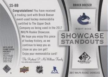 2019-20 SP Game Used - Showcase Standouts Jersey #SS-BB Brock Boeser Back