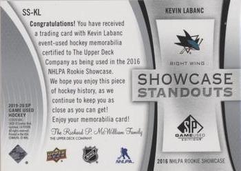 2019-20 SP Game Used - Showcase Standouts Jersey #SS-KL Kevin Labanc Back