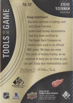 2019-20 SP Game Used - Tools of the Game Relics #TG-SY Steve Yzerman Back