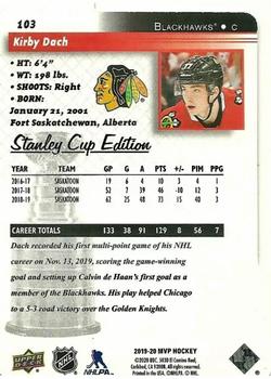 2019-20 Upper Deck - MVP Stanley Cup Edition Colors & Contours Update #103 Kirby Dach Back