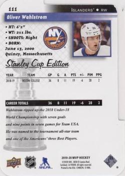 2019-20 Upper Deck - MVP Stanley Cup Edition Colors & Contours Purple Update #111 Oliver Wahlstrom Back