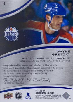 2019-20 SP Game Used - Blue Autographs #1 Wayne Gretzky Back