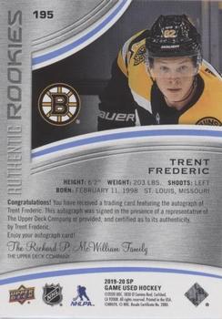 2019-20 SP Game Used - Blue Autographs #195 Trent Frederic Back