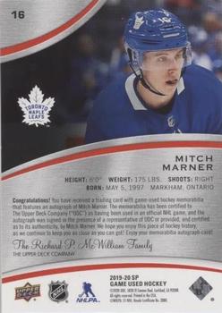 2019-20 SP Game Used - Red Autograph Jersey #16 Mitch Marner Back