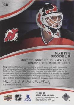 2019-20 SP Game Used - Red Autograph Jersey #48 Martin Brodeur Back