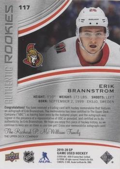 2019-20 SP Game Used - Red Autograph Jersey #117 Erik Brannstrom Back