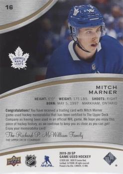 2019-20 SP Game Used - Gold Jersey Relics #16 Mitch Marner Back