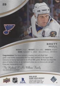 2019-20 SP Game Used - Gold Jersey Relics #29 Brett Hull Back