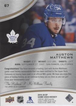 2019-20 SP Game Used - Gold Jersey Relics #67 Auston Matthews Back
