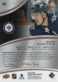 2019-20 SP Game Used - Gold Jersey Relics #69 Mark Scheifele Back
