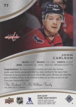 2019-20 SP Game Used - Gold Jersey Relics #77 John Carlson Back