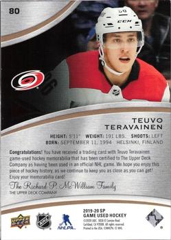 2019-20 SP Game Used - Gold Jersey Relics #80 Teuvo Teravainen Back