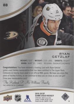 2019-20 SP Game Used - Gold Jersey Relics #88 Ryan Getzlaf Back