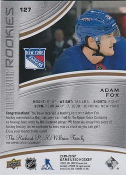 2019-20 SP Game Used - Gold Jersey Relics #127 Adam Fox Back