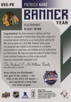 2019-20 SP Game Used - 2016-17 SP Game Used Update #BSS-PK Patrick Kane Back