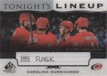 2019-20 SP Game Used - Tonight's Lineup #TL-CAR Victor Rask Front