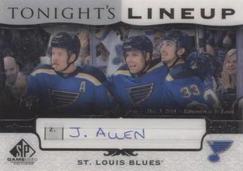 2019-20 SP Game Used - Tonight's Lineup #TL-STL Jake Allen Front