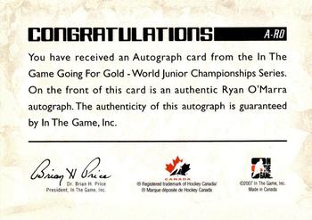 2007 In The Game Going For Gold - Autographs #19 Ryan O'Marra Back