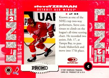 1997-98 Donruss - Line 2 Line Promos #5 Steve Yzerman Back