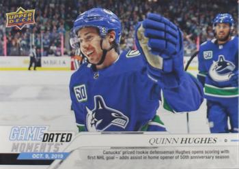 2019-20 Upper Deck Game Dated Moments #6 Quinn Hughes Front