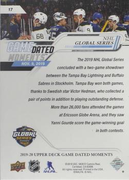 2019-20 Upper Deck Game Dated Moments #17 NHL Global Series Back
