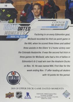 2019-20 Upper Deck Game Dated Moments #19 Connor McDavid Back