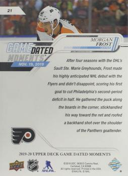 2019-20 Upper Deck Game Dated Moments #21 Morgan Frost Back