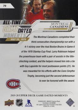 2019-20 Upper Deck Game Dated Moments #79 Montreal Canadiens Back