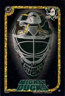 1996 Peninsula Vending NHL Goalie Mask Stickers #24 Anaheim Mighty Ducks Front