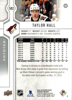 2019-20 SP Authentic - 2019-20 Upper Deck Update #502 Taylor Hall Back