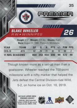 2019-20 Upper Deck Premier #35 Blake Wheeler Back