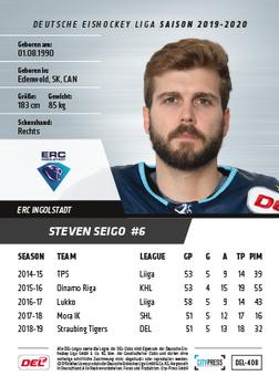 2019-20 Playercards Update (DEL) #408 Steven Seigo Back