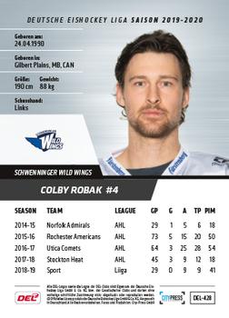 2019-20 Playercards Update (DEL) #428 Colby Robak Back