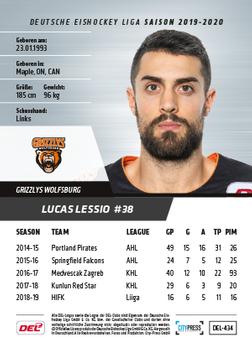2019-20 Playercards Update (DEL) #434 Lucas Lessio Back
