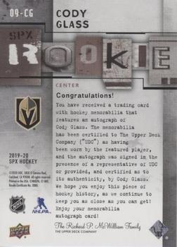 2019-20 SPx - 2009-10 Retro Rookie Autographed Jersey #09-CG Cody Glass Back